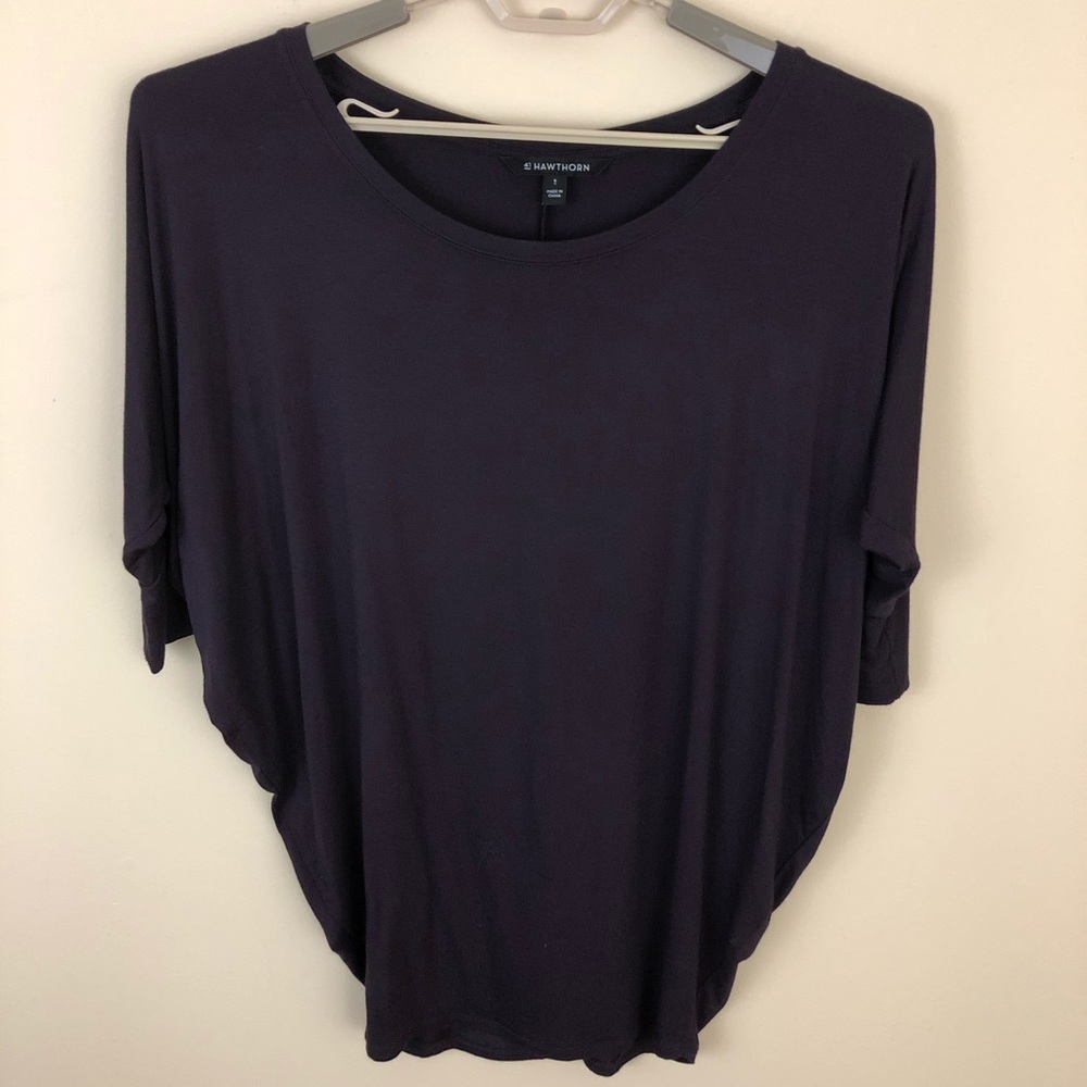 41 Hawthorn Top Womens Small Purple Rayon Blend Dolman Sleeves EUC Stitc…